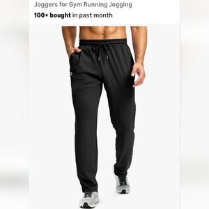 Men's Black Athletic Joggers - Lightweight Running Pants. M-6